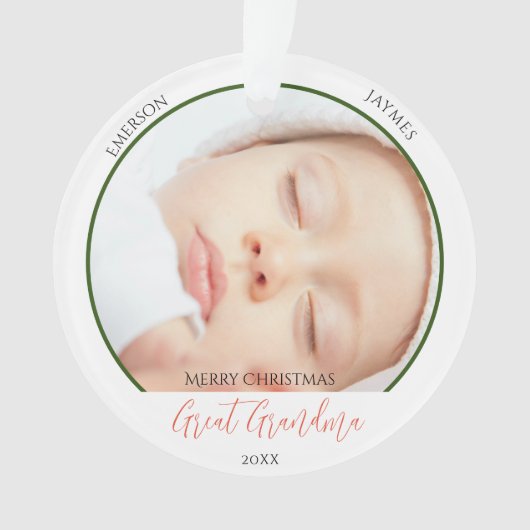 Vrolijk Kerstfeest Grote Oma Fotoscript Ornament (voorkant)