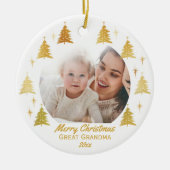 Vrolijk kerstfeest Grote Oma - White Gold Photo Keramisch Ornament (Voorkant)