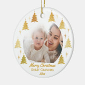Vrolijk kerstfeest Grote Oma - White Gold Photo Keramisch Ornament (Links)