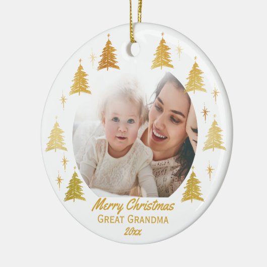 Vrolijk kerstfeest Grote Oma - White Gold Photo Keramisch Ornament (Links)