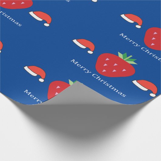 Vrolijk kerstfeest Grote Rode aardbei & Santa Hats Cadeaupapier (Hoek)