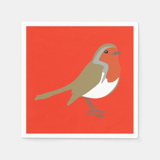 Vrolijk Kerstfeest Grote Rode Robin Servetten (Voorkant)