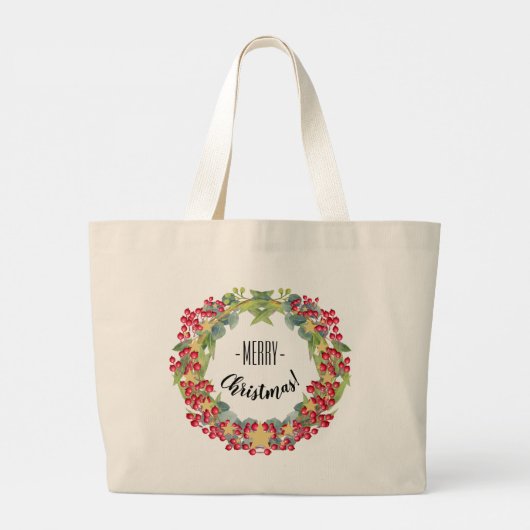 Vrolijk kerstfeest grote tote bag (Achterkant)