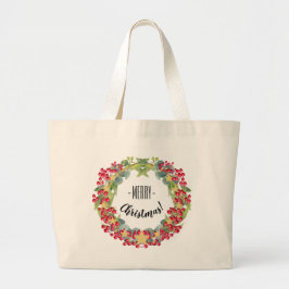 Vrolijk kerstfeest grote tote bag