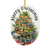 Vrolijk Kerstfeest Haan w / Kerstboom