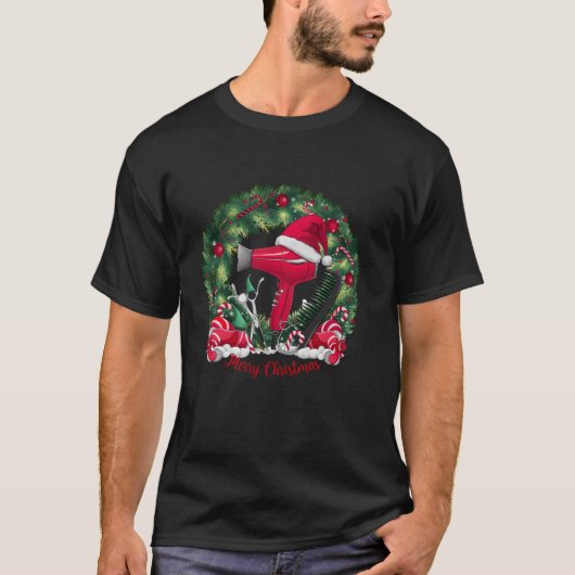 Vrolijk Kerstfeest Haarstylist Grappig Kapsalon Xm T-shirt (Voorkant)