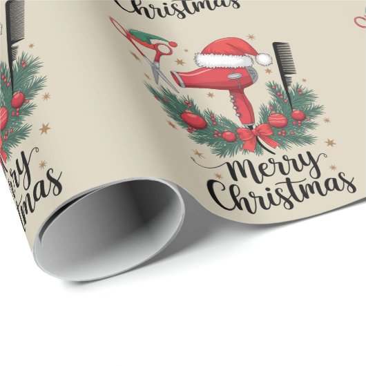 Vrolijk Kerstfeest Haarstylist Kapsalon Xmas Hair Cadeaupapier (Rol Hoek)