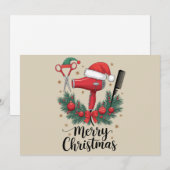Vrolijk Kerstfeest Haarstylist Kapsalon Xmas Hair Feestdagenkaart (Voorkant / Achterkant)