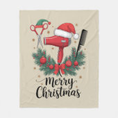 Vrolijk Kerstfeest Haarstylist Kapsalon Xmas Hair Fleece Deken (Voorkant)