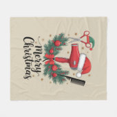 Vrolijk Kerstfeest Haarstylist Kapsalon Xmas Hair Fleece Deken (Voorkant (Horizontaal))