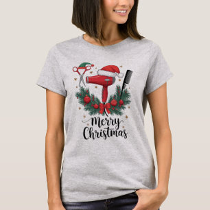 Vrolijk Kerstfeest Haarstylist Kapsalon Xmas Hair T-shirt