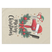 Vrolijk Kerstfeest Haarstylist Kapsalon Xmas Hair Tafelkleed (Voorkant (Horizontaal))