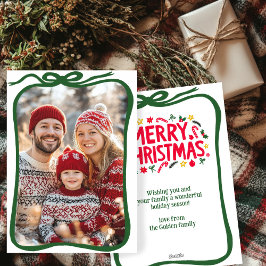 Vrolijk Kerstfeest Hand-getrokken CUSTOM FOTO Feestdagenkaart