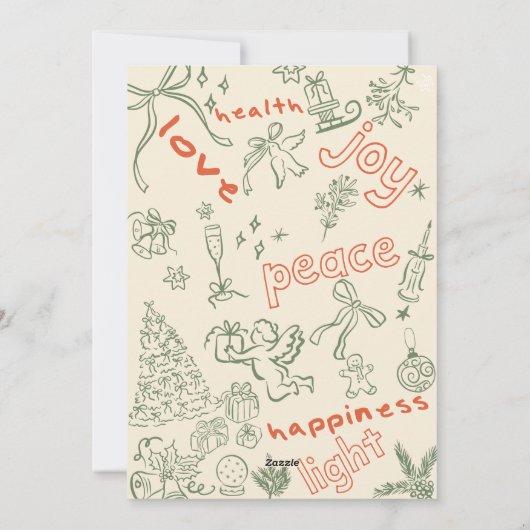 Vrolijk Kerstfeest Hand getrokken Kerst Kaarten (Achterkant)