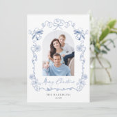 Vrolijk Kerstfeest Hand getrokken Lijst Foto Feestdagenkaart (Staand voorkant)