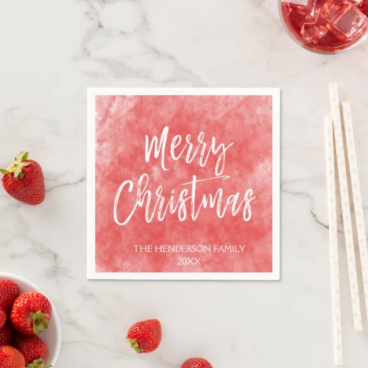 Vrolijk Kerstfeest Hand Lettered Script Waterverf Servetten (Insitu)