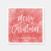 Vrolijk Kerstfeest Hand Lettered Script Waterverf Servetten (Voorkant)