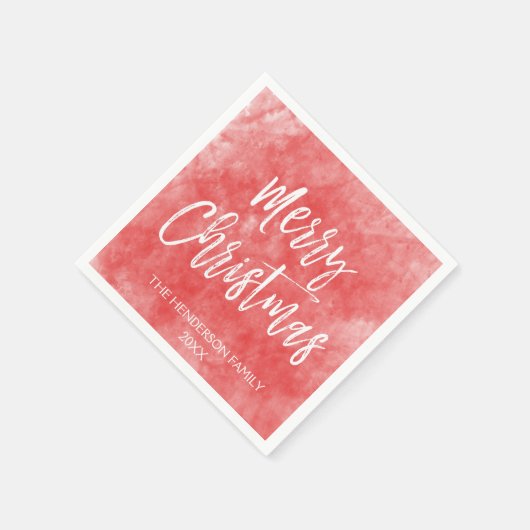 Vrolijk Kerstfeest Hand Lettered Script Waterverf Servetten (Hoek)