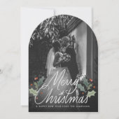 Vrolijk Kerstfeest Hand Lettering Vakantie Foto Ka Kaart (Voorkant)