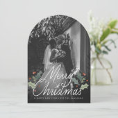 Vrolijk Kerstfeest Hand Lettering Vakantie Foto Ka Kaart (Staand voorkant)