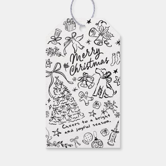 Vrolijk Kerstfeest Hand Tekenen Cadeaulabel (Achterkant)