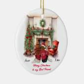 Vrolijk Kerstfeest Handgemaakte Bestie Kerstmis-2 Keramisch Ornament (Rechts)