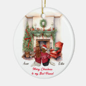 Vrolijk Kerstfeest Handgemaakte Bestie Kerstmis-2 Keramisch Ornament (Links)