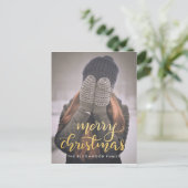 Vrolijk Kerstfeest Handgeschreven Faux Gold Script Feestdagenkaart (Staand voorkant)