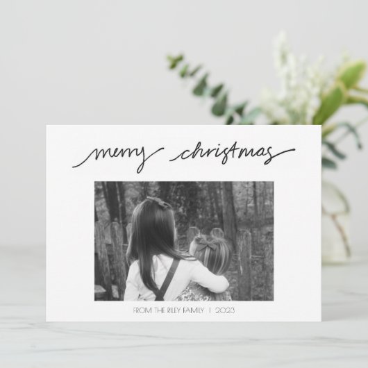 Vrolijk kerstfeest - Handgeschreven minimalistisch Kaart (Staand voorkant)