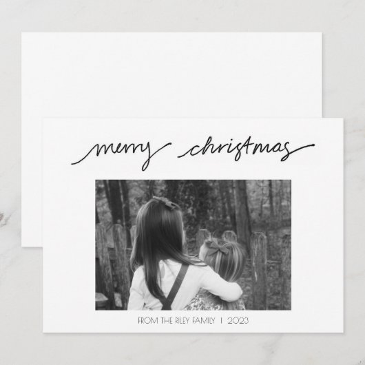 Vrolijk kerstfeest - Handgeschreven minimalistisch Kaart (Voorkant / Achterkant)