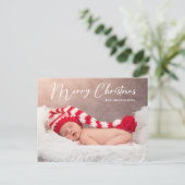 Vrolijk Kerstfeest Handgeschreven Script Foto Vaka Feestdagenkaart (Staand voorkant)