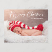 Vrolijk Kerstfeest Handgeschreven Script Foto Vaka Feestdagenkaart (Voorkant)