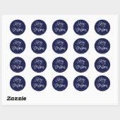 vrolijk kerstfeest | Handgeschreven script op Navy Ronde Sticker (Vel)