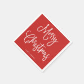 vrolijk kerstfeest | Handgeschreven script op rood Servet (Hoek)