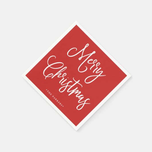 vrolijk kerstfeest | Handgeschreven script op rood Servet (Hoek)
