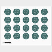 Vrolijk kerstfeest handgeschreven script pine gree ronde sticker (Vel)