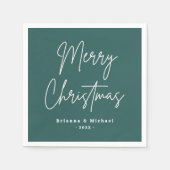 Vrolijk kerstfeest handgeschreven scriptnaam denne servet (Voorkant)