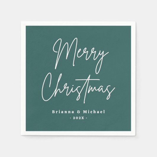 Vrolijk kerstfeest handgeschreven scriptnaam denne servet (Voorkant)