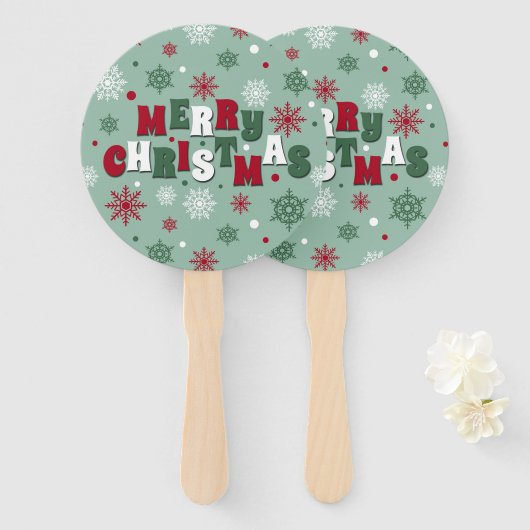 Vrolijk kerstfeest handwaaier (Voorkant en achterkant)