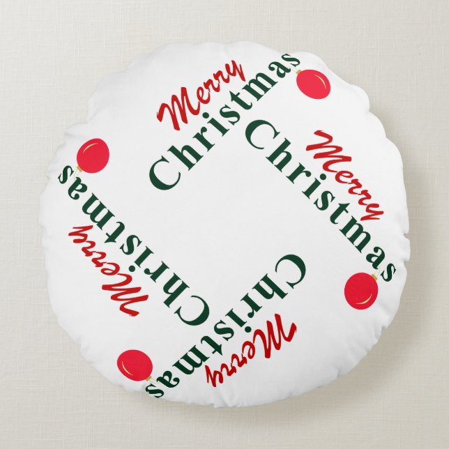 Vrolijk Kerstfeest Hanging Ornament Elegant Rood G Rond Kussen (Voorkant)