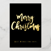 Vrolijk kerstfeest Happy 2023 Elegant Black en Gol Folie Feestdagenkaart (Voorkant)