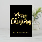 Vrolijk kerstfeest Happy 2023 Elegant Black en Gol Folie Feestdagenkaart (Staand Voorkant)