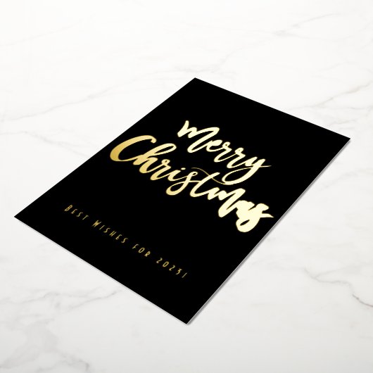 Vrolijk kerstfeest Happy 2023 Elegant Black en Gol Folie Feestdagenkaart (Gedraaid)