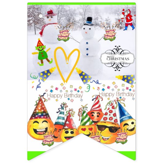 Vrolijk kerstfeest Happy Birthday Bunting Banner (Tweede vlag)