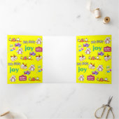 Vrolijk Kerstfeest Happy Birthday Drievoudige Kaar Drieluik Kaart (Binnen)