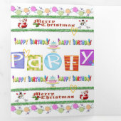 Vrolijk Kerstfeest Happy Birthday Drievoudige Kaar Drieluik Kaart (Binnenzijde eerst)
