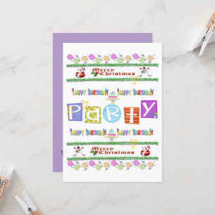 Vrolijk kerstfeest Happy Birthday Invitation Kaart