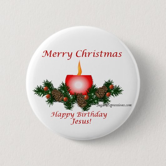 Vrolijk kerstfeest, Happy Birthday Jesus! Ronde Button 5,7 Cm (Voorkant)