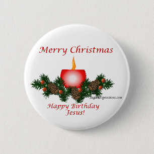 Vrolijk kerstfeest, Happy Birthday Jesus! Ronde Button 5,7 Cm
