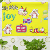 Vrolijk Kerstfeest Happy Birthday Keuken Handdoek (Gevouwen)